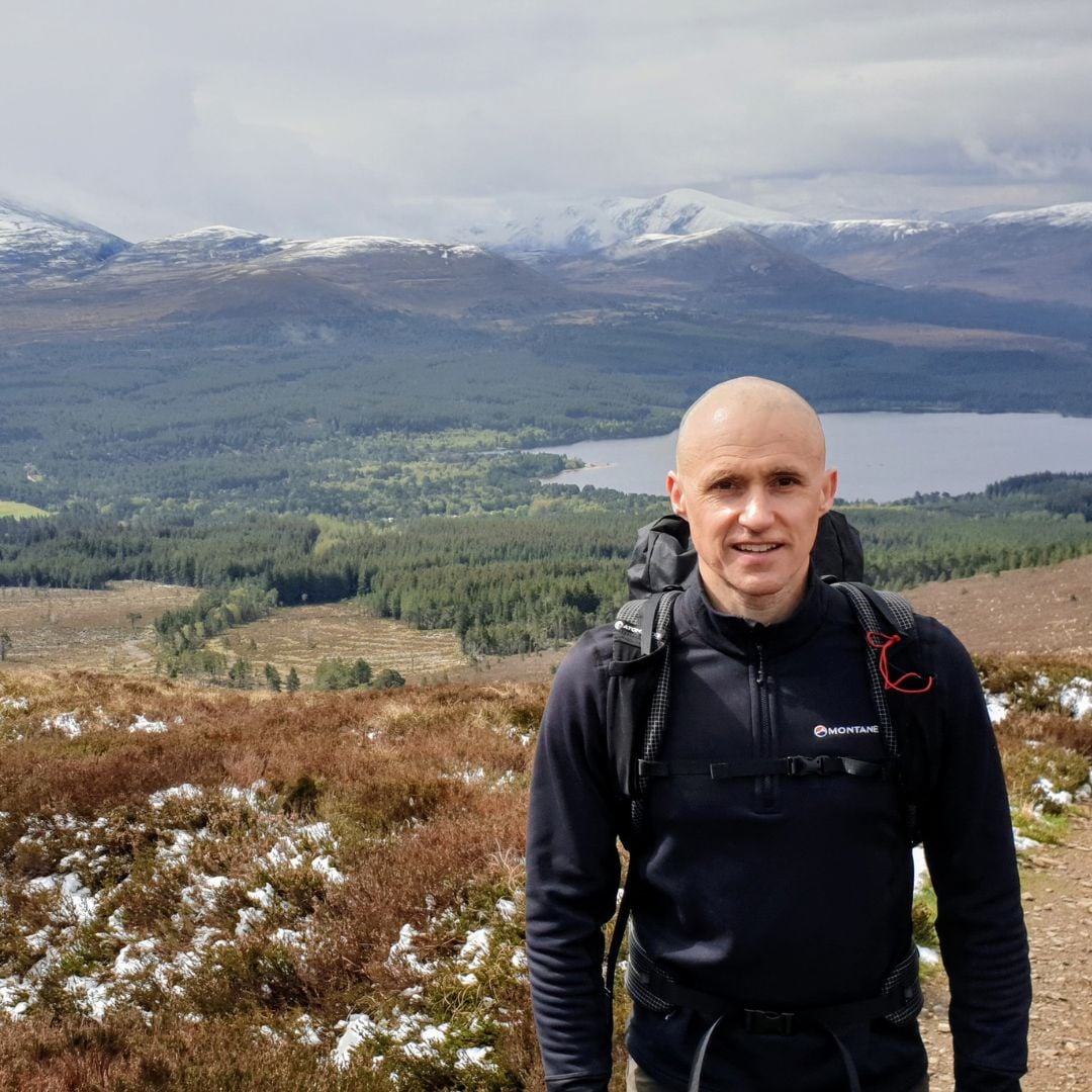 Paul walking in the Scottish highlands